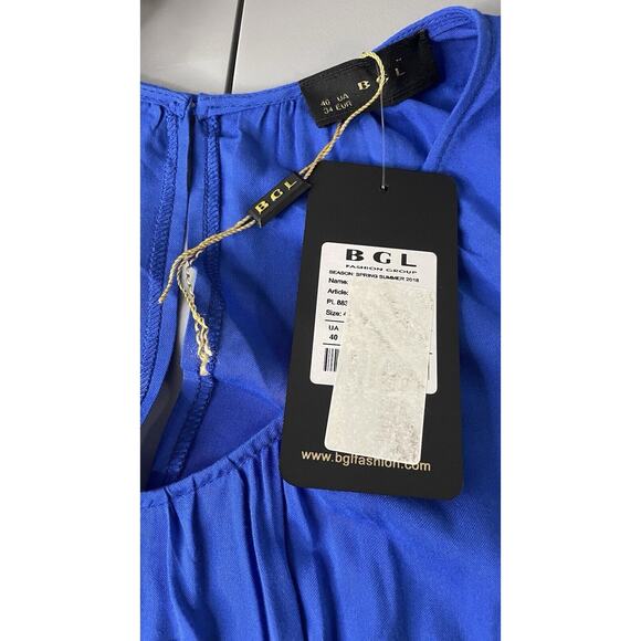 NWT BGL Blue Sleeveless Maxi Dress Adjustable Waist Designer Beach US 4 EUR 34 - Picture 11 of 13